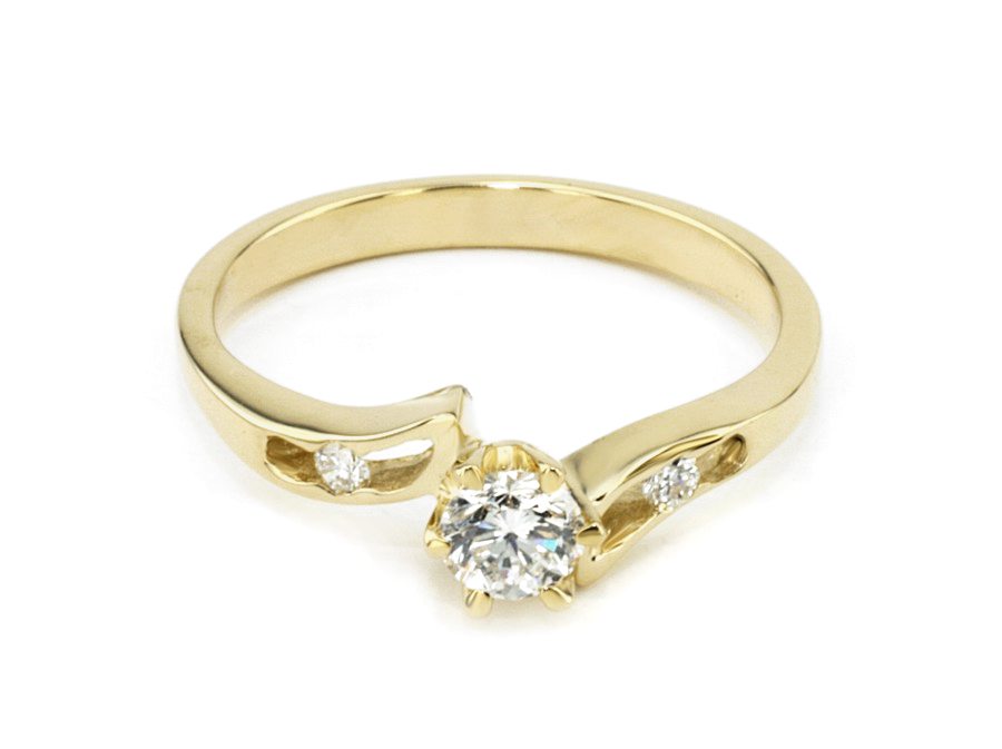 Złoty pierścionek z brylantami żółte złoto - jg133br_Si1_H — zdjęcie 2