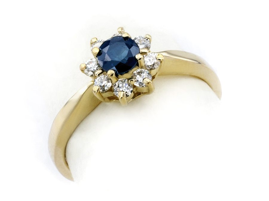 Pierścionek z szafirem i brylantami złoty - jg162szafir_vs_H — zdjęcie 3