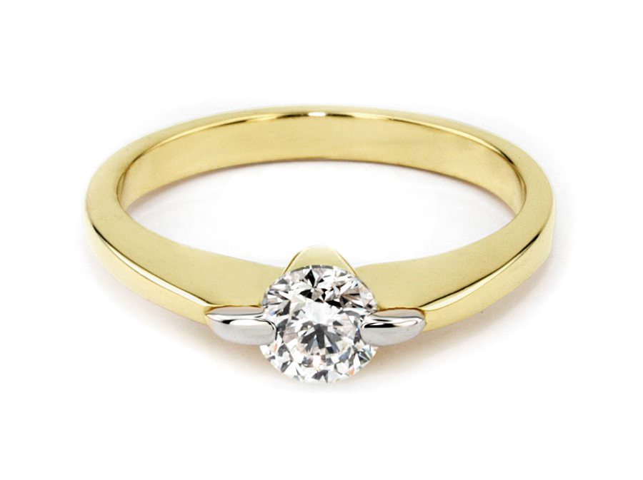 Pierścionek z brylantem białe i żółte złoto - jg169br_SI_H — zdjęcie 2