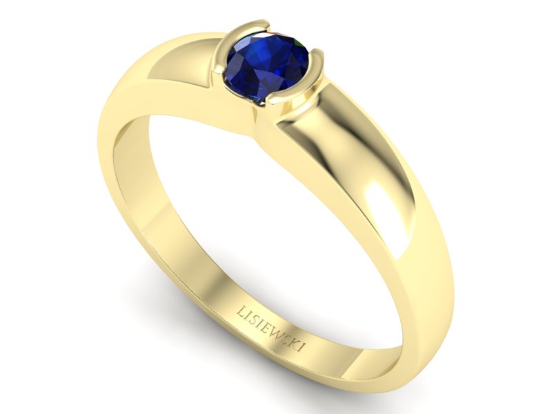 Złoty pierścionek z szafirem żółte złoto - jg172zsz — zdjęcie 3