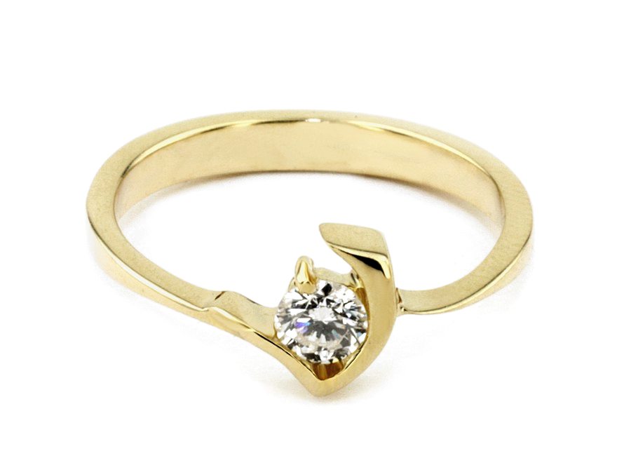 Złoty pierścionek z brylantem żółte złoto - jg17br_P_H — zdjęcie 2