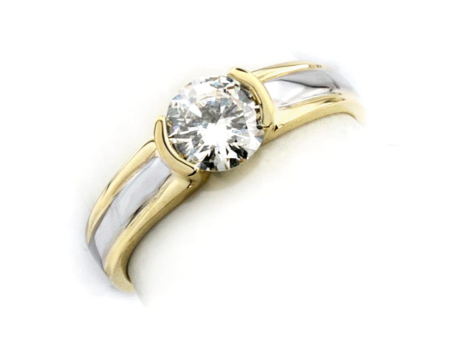 Złoty pierścionek z diamentem - jg195br_SI1_h — zdjęcie 3