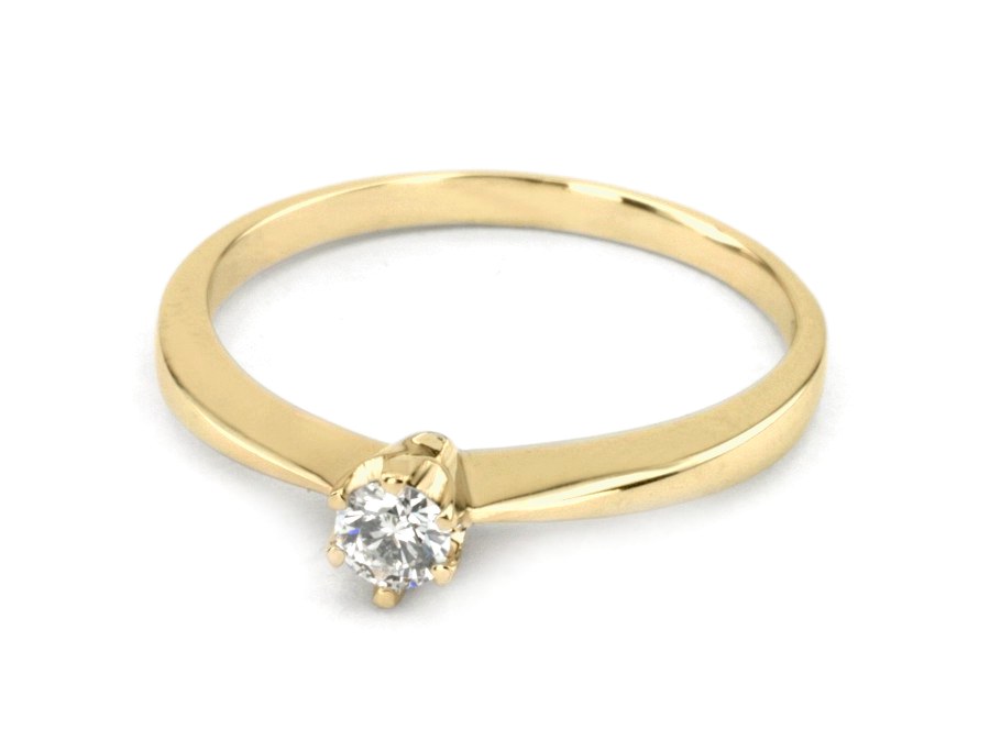 Złoty pierścionek z brylantem żółte złoto - jg1964_2_3_SI — zdjęcie 2