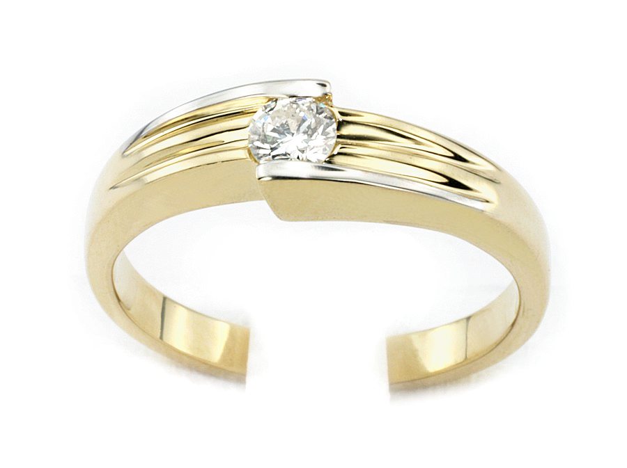 Złoty pierścionek z brylantem żółte złoto - jg196br_Vs_H