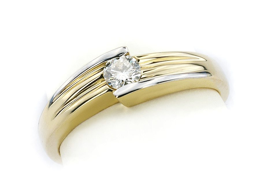 Złoty pierścionek z brylantem żółte złoto - jg196br_Vs_H — zdjęcie 3