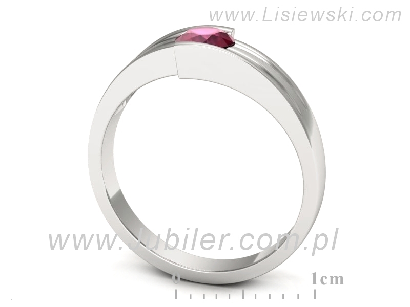 Złoty pierścionek z rubinem białe złoto - jg197br — zdjęcie 3