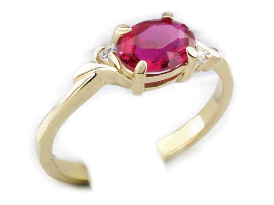 Złoty pierścionek z synt rubinem i brylantami - jg3118br_SI_H_rub - 1