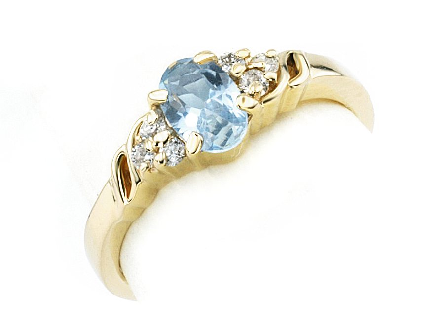 Złoty pierścionek z akwamarynem i diamentami - jg312br_akw — zdjęcie 3