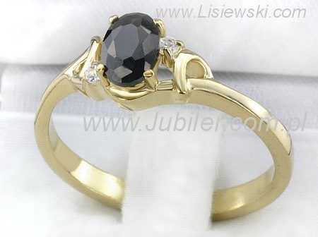 Złoty pierścionek z brylantami i czarną cyrkonią proba 585 - jg313br_SI_H_czar
