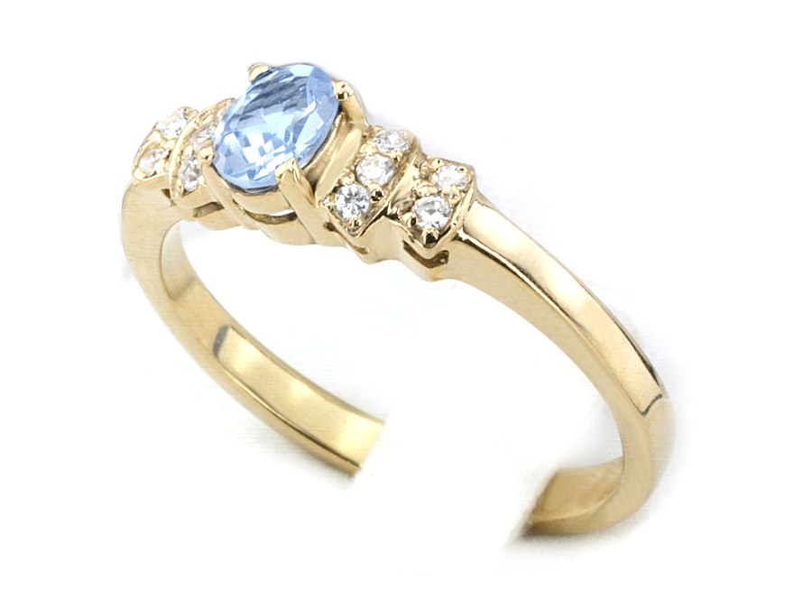 Pierścionek z akwamarynem i brylantami złoto - jg316br_SI_H_akw