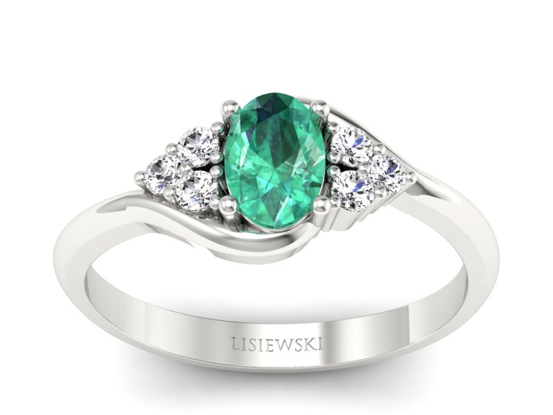 Złoty pierścionek ze szmaragdem i brylantami - jg317bszm