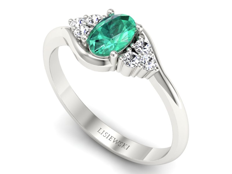 Złoty pierścionek ze szmaragdem i brylantami - jg317bszm — zdjęcie 3