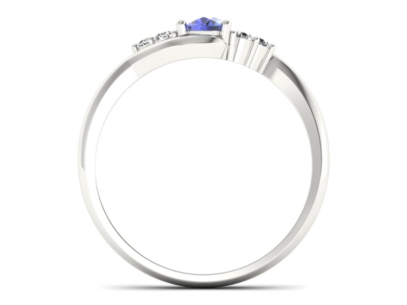 Pierścionek z tanzanitem i brylantami białe złoto - jg317bt — zdjęcie 2