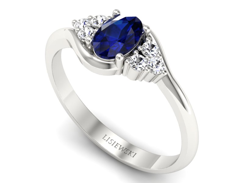 Pierścionek z platyny z szafirem i brylantami - jg317ptsz — zdjęcie 3