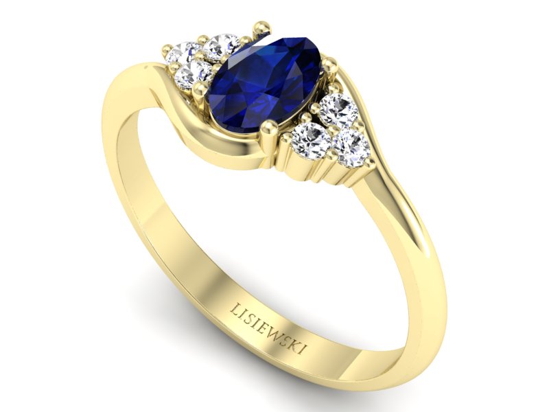 Złoty pierścionek z szafirem i brylantami - jg317zsz — zdjęcie 3