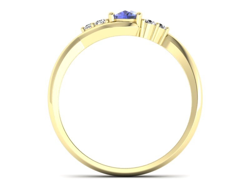 Pierścionek z tanzanitem i brylantami żółte złoto - jg317zt — zdjęcie 2