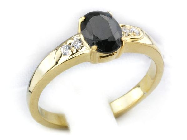 Złoty pierścionek z brylantami i czarną cyrkonią proba 585 - jg322br_SI_H_czar