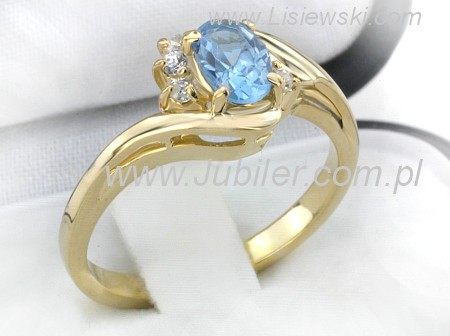 Złoty pierścionek akwamaryn brylanty - jg3245br_SI_H_akwa — zdjęcie 2