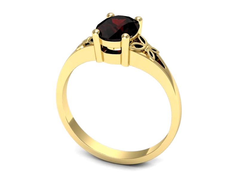 Złoty pierścionek z granatem żółte złoto - jg347zgr — zdjęcie 3
