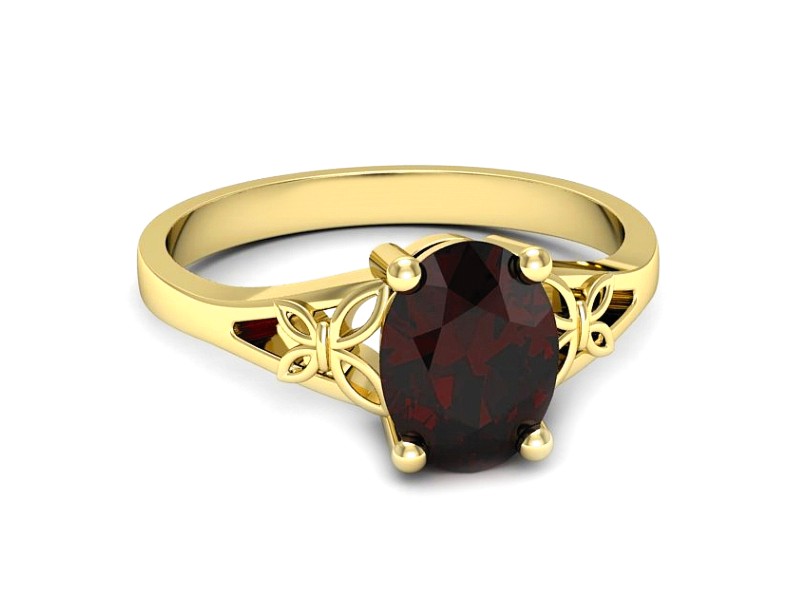 Złoty pierścionek z granatem żółte złoto - jg347zgr — zdjęcie 2