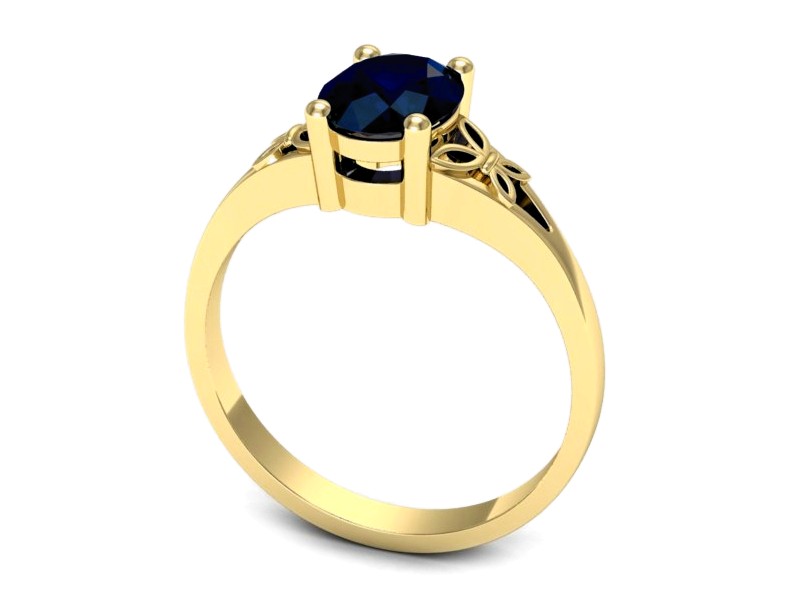 Złoty pierścionek z szafirem żółte złoto - jg347zsz — zdjęcie 3