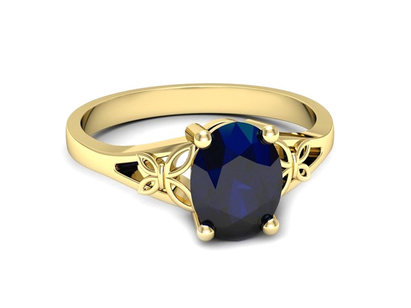 Złoty pierścionek z szafirem żółte złoto - jg347zsz — zdjęcie 2