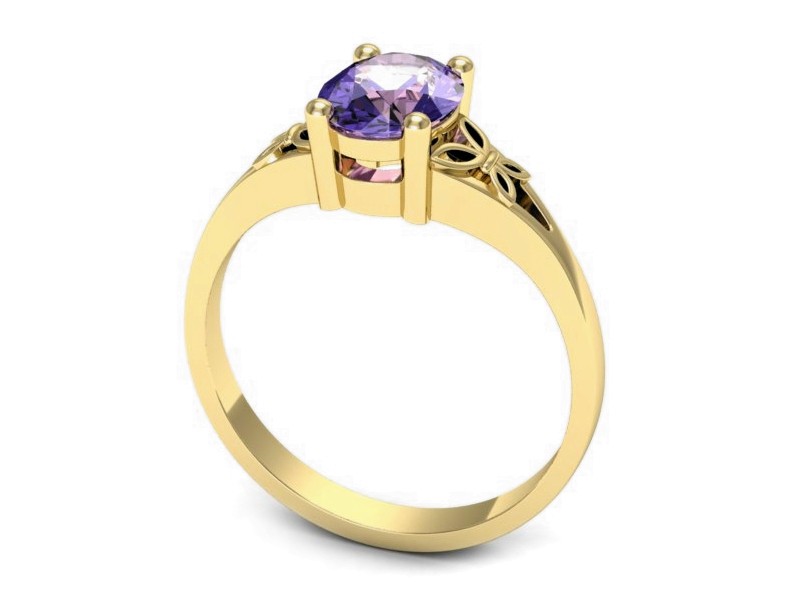 Złoty pierścionek z tanzanitem żółte złoto - jg347zt — zdjęcie 3