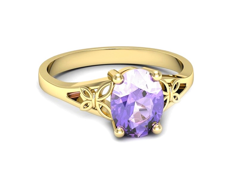 Złoty pierścionek z tanzanitem żółte złoto - jg347zt — zdjęcie 2