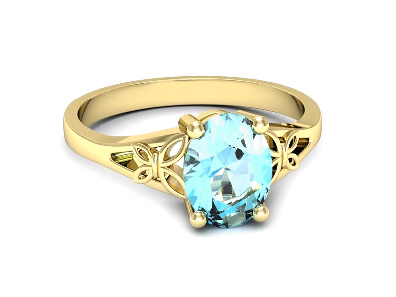 Złoty pierścionek z topazem żółte złoto - jg347ztp — zdjęcie 2