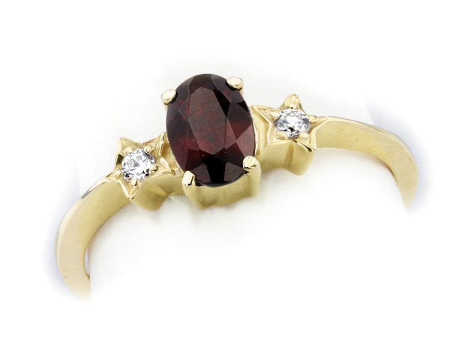 Złoty pierścionek z granatem i brylantami - jg34br_granat — zdjęcie 3