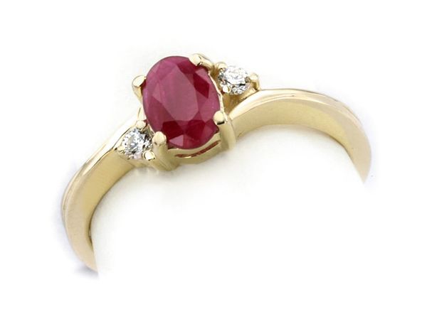 Złoty pierścionek z rubinem i brylantami złoto - jg35br_SI_H