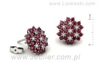Złote Kolczyki z rubinami i brylantami białe złoto - k1191br- 2