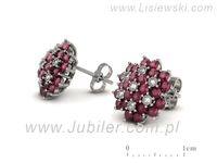Złote Kolczyki z rubinami i brylantami białe złoto - k1191br- 3