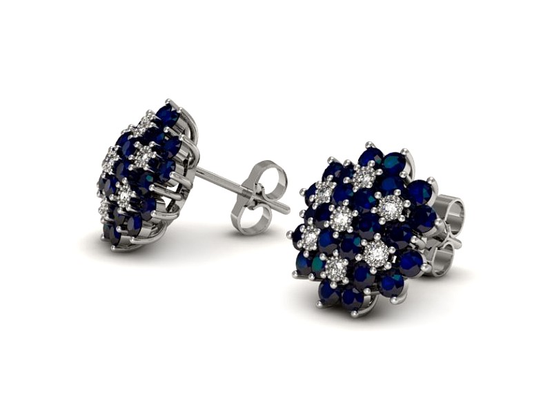 Kolczyki z szafirami i brylantami z białego złota - k1191bsz — zdjęcie 3