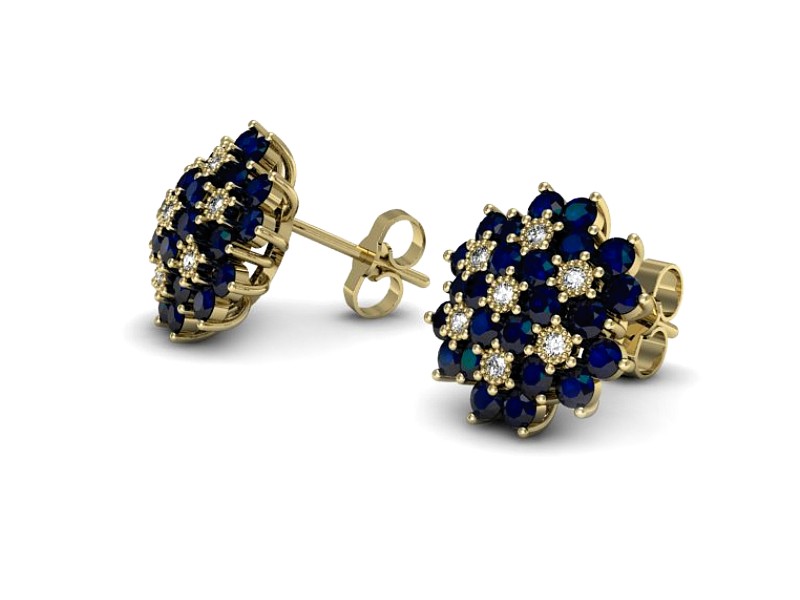 Kolczyki z szafirami żółte złoto i brylantami - k1191zsz — zdjęcie 3