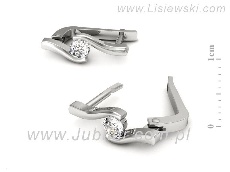 Złote kolczyki z brylantami białe złoto - k1280b — zdjęcie 3