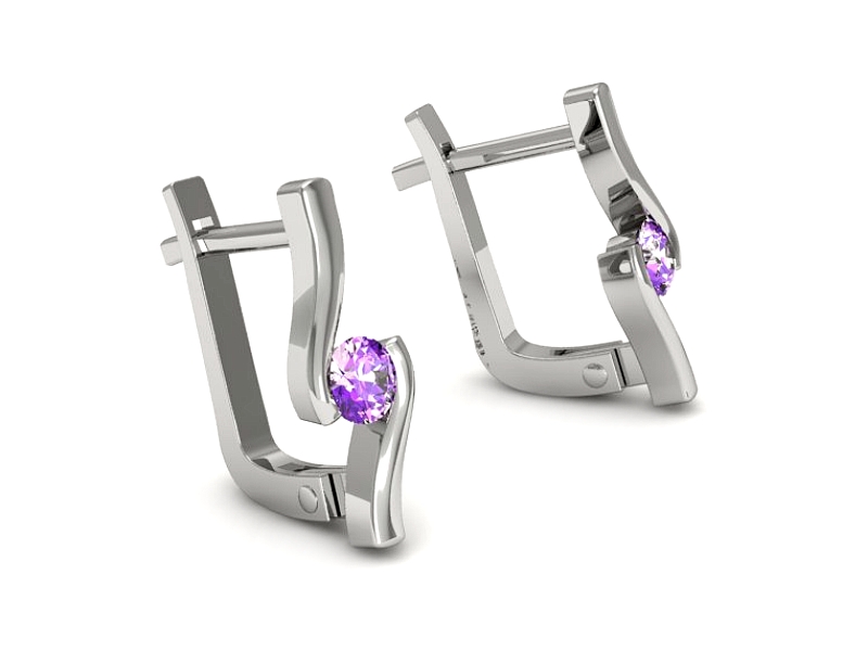 Złote kolczyki z ametystami białe złoto - k1280bat — zdjęcie 3