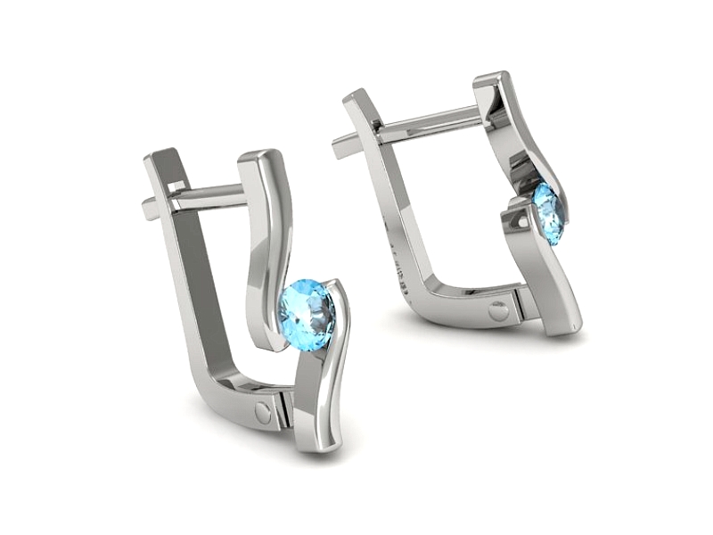 Złote kolczyki z topazami białe złoto - k1280btp — zdjęcie 3