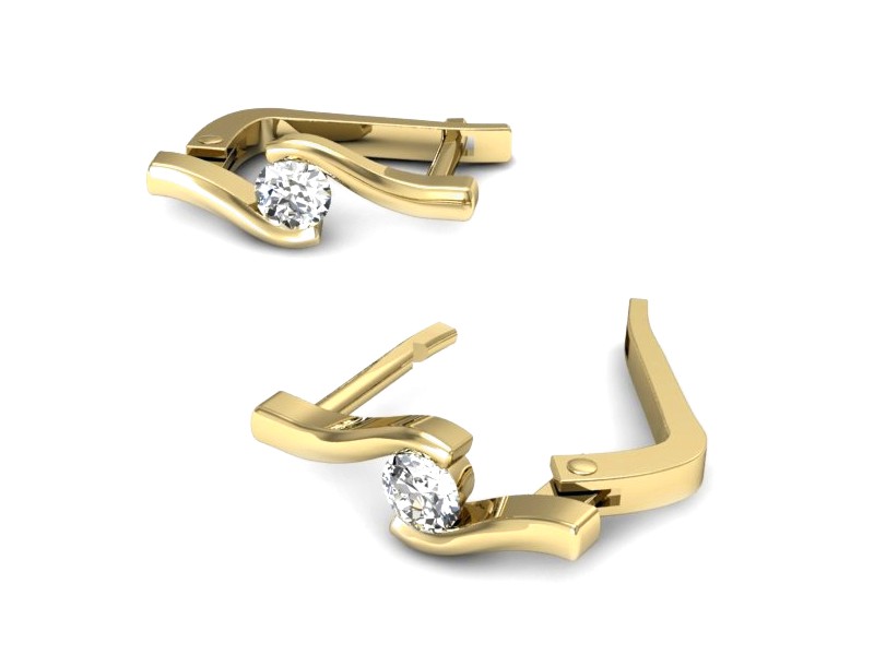 Złote kolczyki z brylantami żółte złoto - k1280z — zdjęcie 2