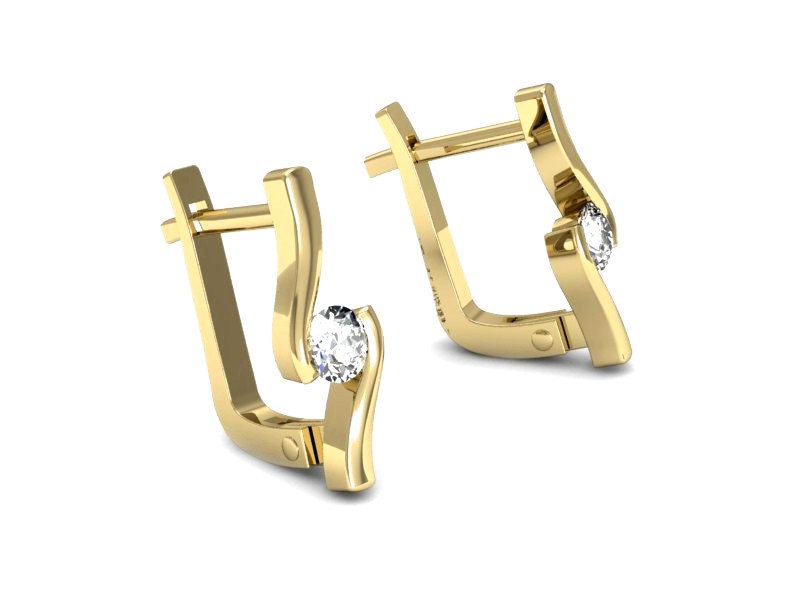 Złote kolczyki z brylantami żółte złoto - k1280z — zdjęcie 3