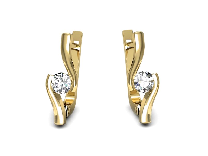 Złote kolczyki z brylantami żółte złoto - k1280z