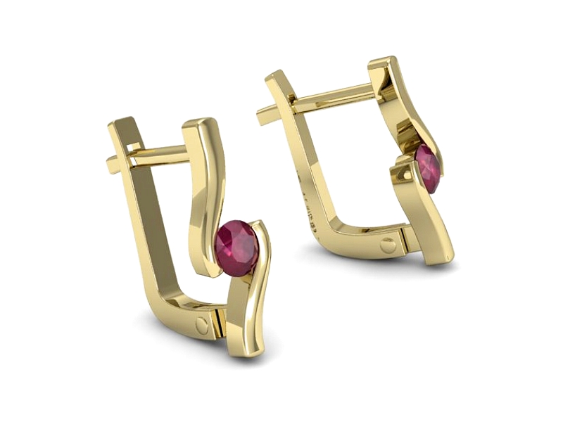 Złote kolczyki z rubinami - k1280zr — zdjęcie 3