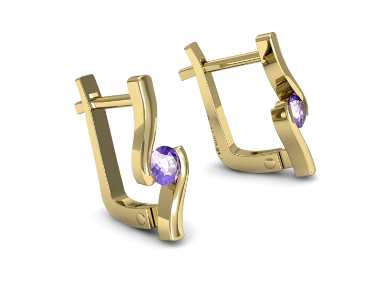 Złote kolczyki z tanzanitami - k1280zt — zdjęcie 3