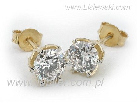 Złote kolczyki rodowane z brylantami - K15013z — zdjęcie 3