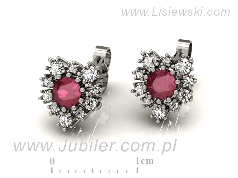 Złote kolczyki z rubinami i brylantami - K15056br — zdjęcie 3