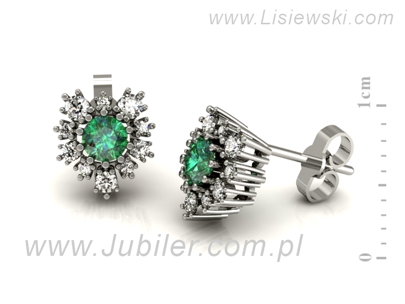 Złote kolczyki ze szmaragdami i brylantami - K15056BS — zdjęcie 3