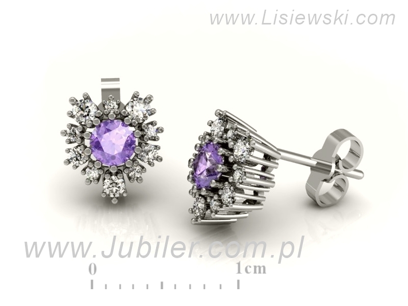 Złote kolczyki z tanzanitami i brylantami - K15056BT — zdjęcie 3