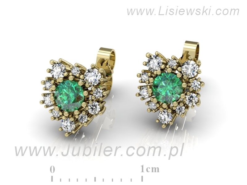 Złote kolczyki ze szmaragdami i brylantami - K15056zsm — zdjęcie 3