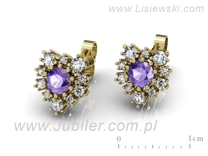 Kolczyki z tanzanitami i brylantami żółte złoto - K15056ZT — zdjęcie 2