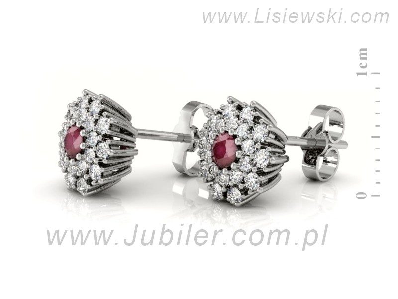 Kolczyki z rubinami z brylantami białe złoto - K15059BR — zdjęcie 2